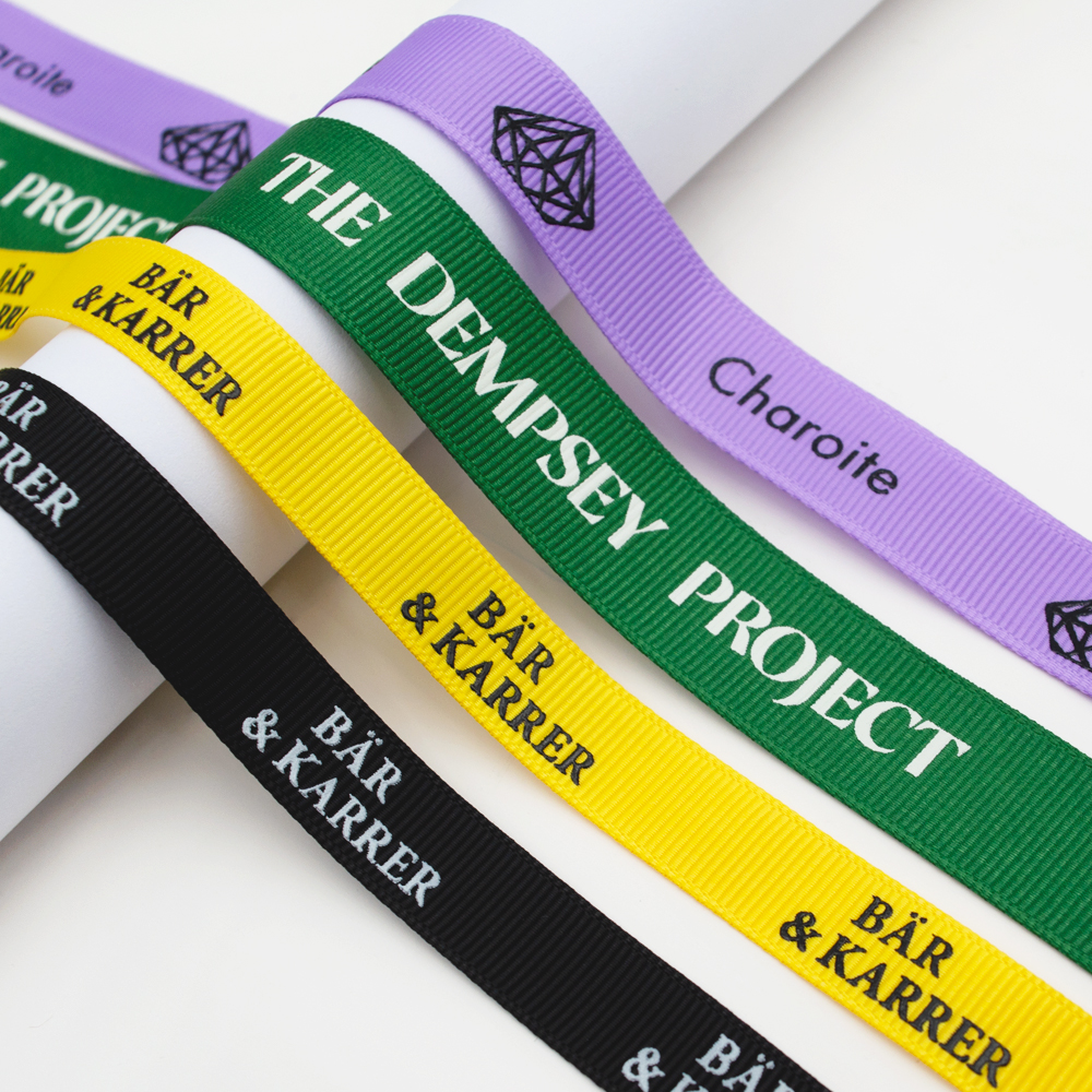 Gordon Ribbons Holiday Gift Packaging Ribbon Custom Printed Logo 5/8 Inch Satin Grosgrain Ribbon With Screen Ink Print Logo Gordon Ribbons Holiday Gift Packaging Ribbon Custom Printed Logo 5/8 Inch Satin Grosgrain Ribbon With Screen Ink Print Logo