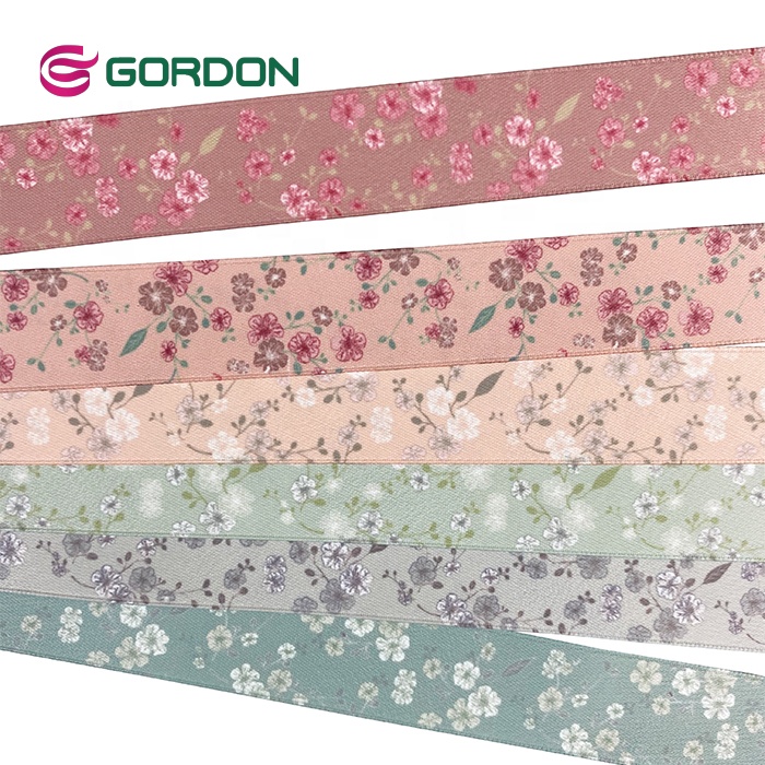 100% Polyester Full Dull Double Face Satin Ribbon With Custom Floral  Logo Print Printer For Printing On Satin Ribbon