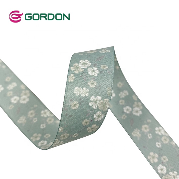 100% Polyester Full Dull Double Face Satin Ribbon With Custom Floral  Logo Print Printer For Printing On Satin Ribbon