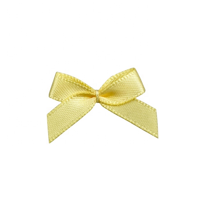 100% Polyester Gold Color Ribbon Bow 3/8' Single  Face Satin Ribbon Pre-made Bows for Lingerie