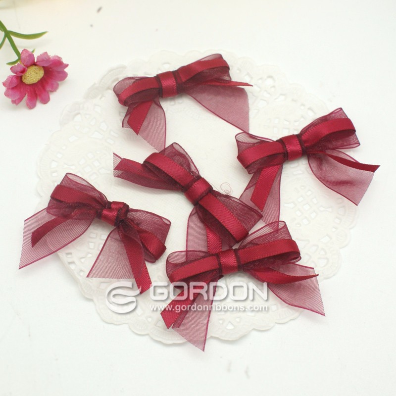 100% Polyester Perfume Bottle Decoration Satin Ribbon Bow Tie With Elastic Loop Custom Printing LOGO