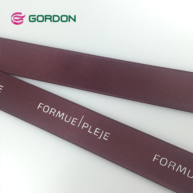 16mm ribbon single face satin with logo screen ink print