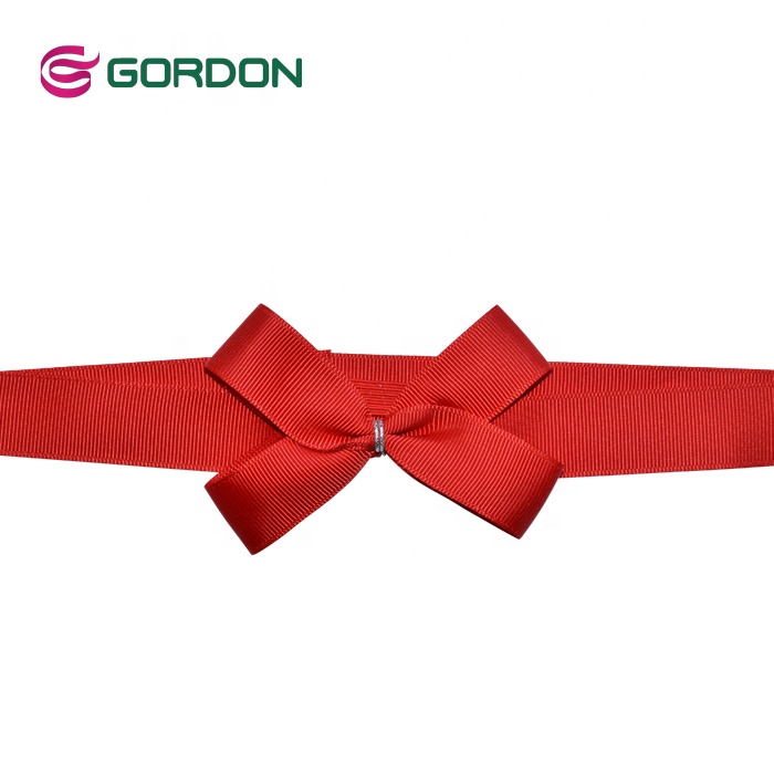 196 Stock Color Customised Grosgrain Ribbon Bow  with Elastic Loop Gift Boxes Packaging Bow