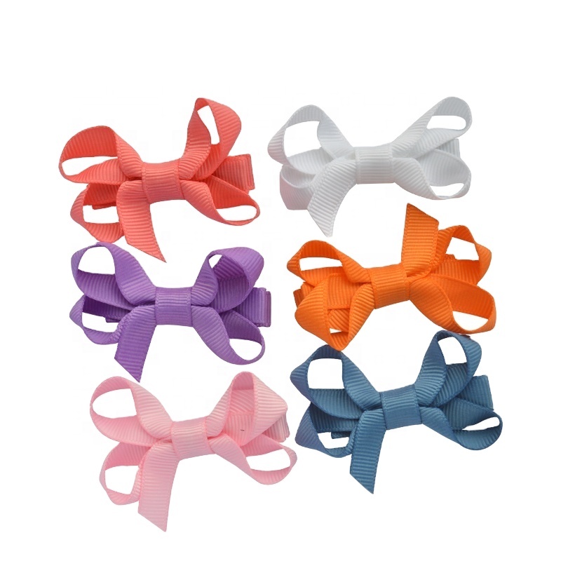 196 Stock Color Grosgrain Ribbon Hair Flower Clips Accessories for Braids