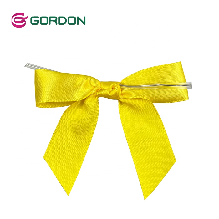 196 Stock Colors Double Face Satin Ribbon Bow with Wire Twist Tie Chocolate Gift Packaging Ribbon Bow