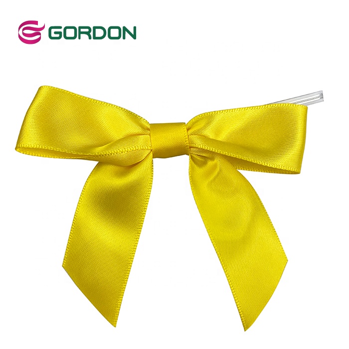196 Stock Colors Double Face Satin Ribbon Bow with Wire Twist Tie Chocolate Gift Packaging Ribbon Bow