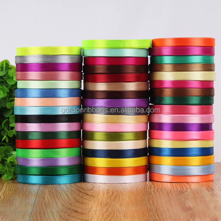 2022 10mm cheap multi colorful polyester double single face satin ribbon wholesale