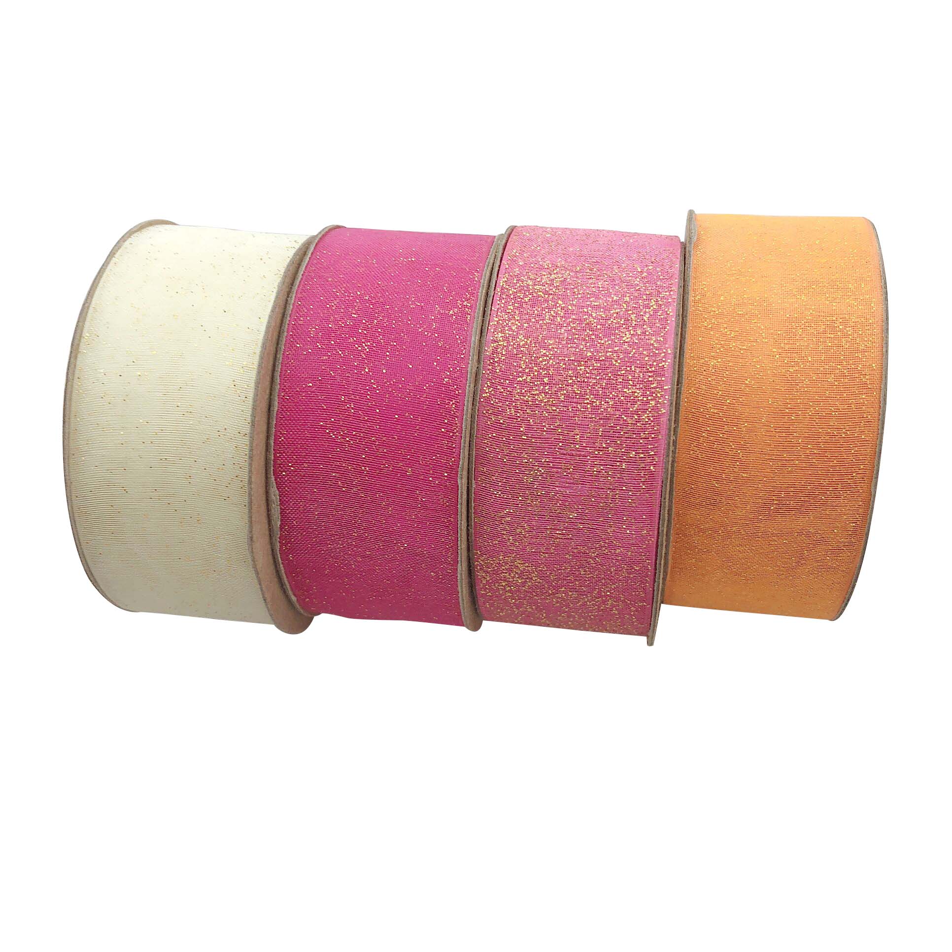 25mm Sheer Organza Ribbon Sprinkled With Gold Glitter