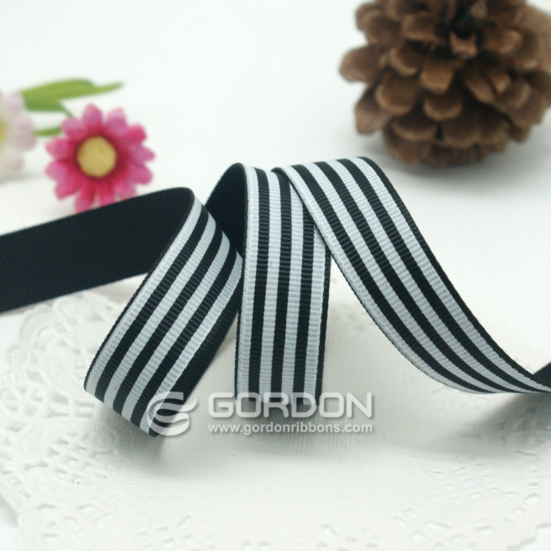 25mm stripe printed grosgrain ribbon
