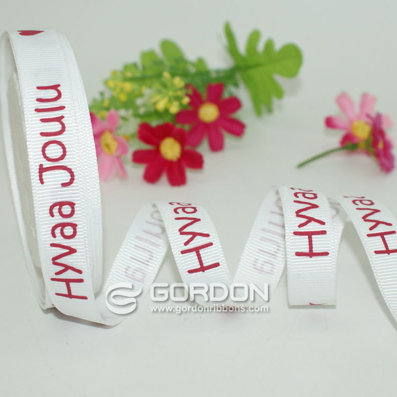 3/8 inch custom printed logo grosgrain ribbon for packaging