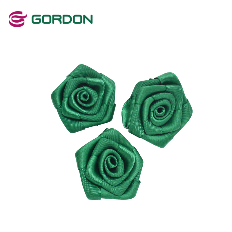 3 CM Handmade Rose Make Satin Ribbon Rose Flower for Wedding Decoration