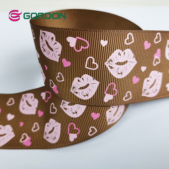 3 inch ribbon custom printed grosgrain for Valentine's Day