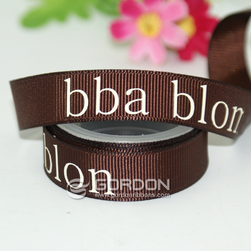 5/8 inch customised grosgrain ribbon logo