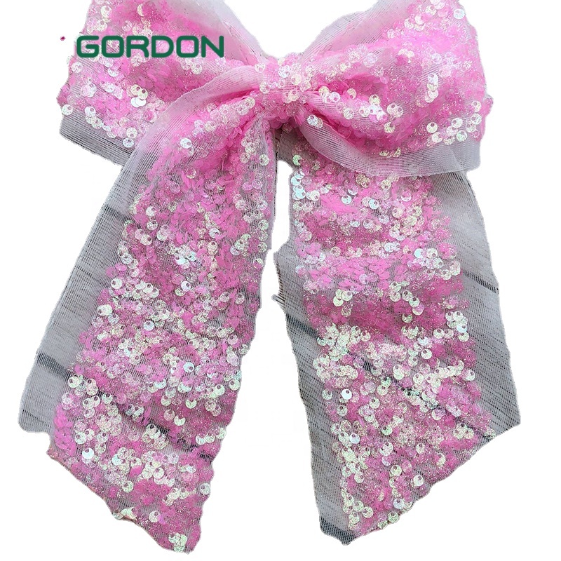 7 Inch Shell Sequins Fabric Hair Bow for Kids Reversible Sequins Butterfly Clips Hair Accessories