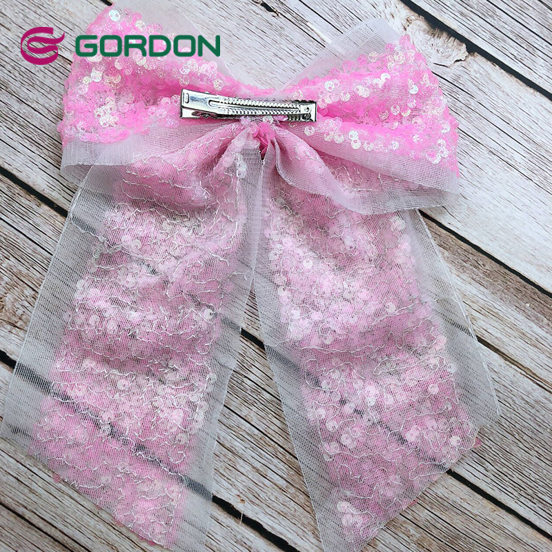 7 Inch Shell Sequins Fabric Hair Bow for Kids Reversible Sequins Butterfly Clips Hair Accessories