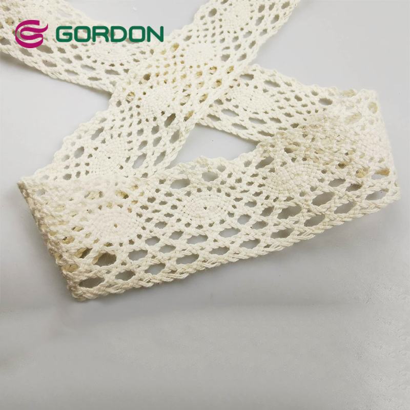 China Supplier 100% Cotton Lace Ribbon Off White Color Decoration Guipure Lace Fabric Cotton Embroidery Lace  Used For Garments