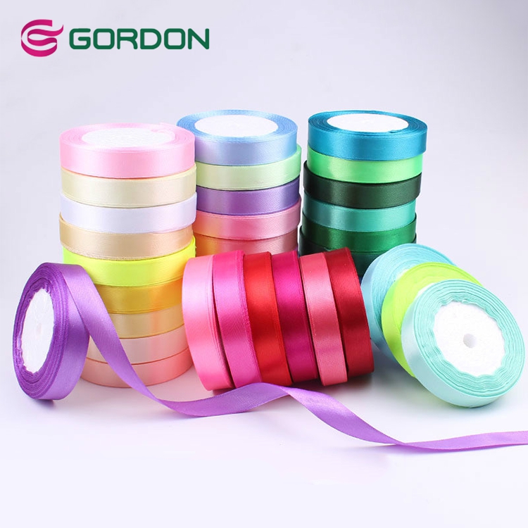 China factory hot sale width roll slit edge polyester satin ribbon wholesale