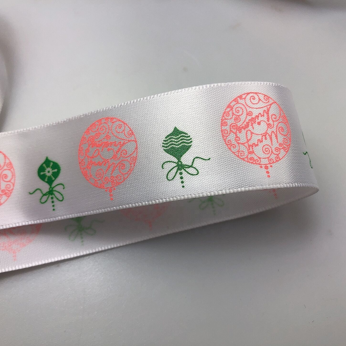 Christmas  printed  ribbon  for holiday decoration  with christmas tree and bell design