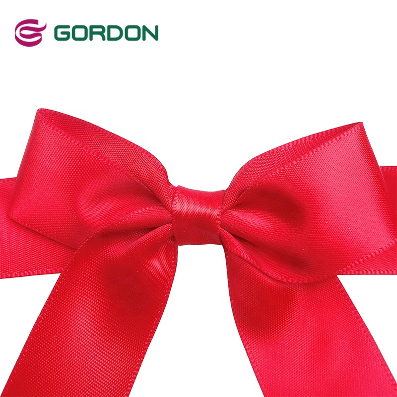 Custom 196 Stock Colors Pre-tied Satin Ribbon Bow For Christmas Gift Box Wrapping and Cake Decorations