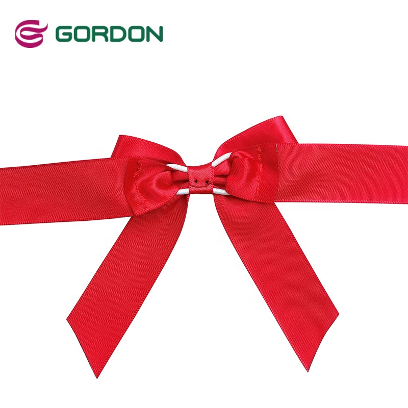 Custom 196 Stock Colors Pre-tied Satin Ribbon Bow For Christmas Gift Box Wrapping and Cake Decorations