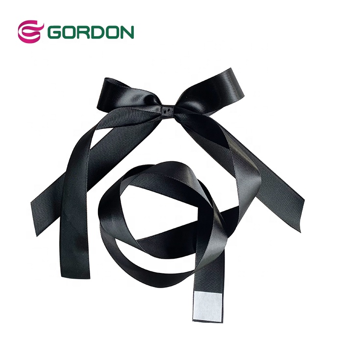 Custom bows solid color pre-tied self adhesive satin bows for gift wrapping decoration