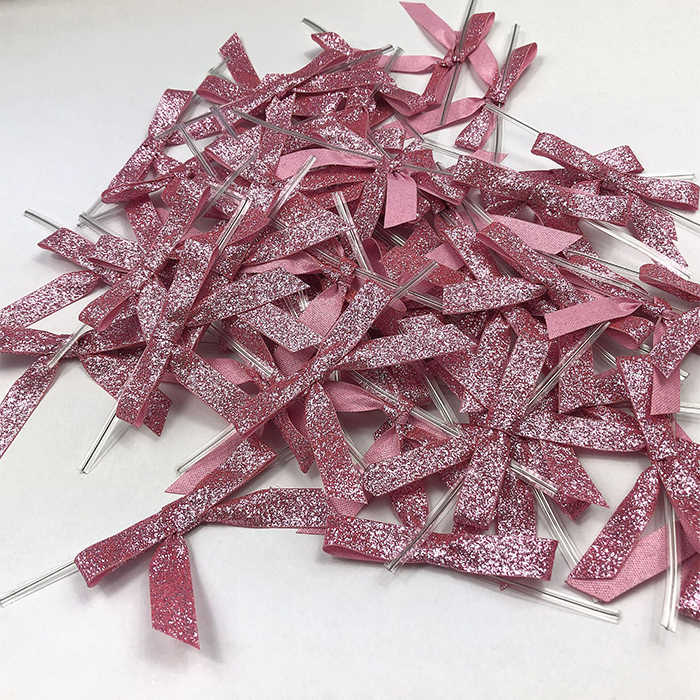 Custom made handmade pre-tied gift glitter ribbon bows wholesale