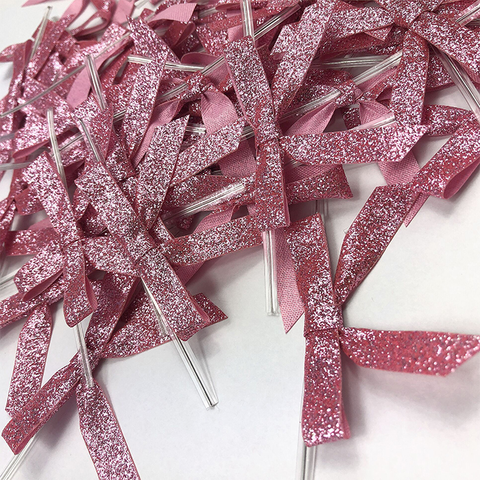 Custom made handmade pre-tied gift glitter ribbon bows wholesale