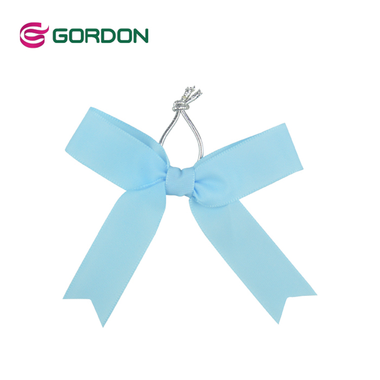 Customized Satin Ribbon Bow with Elastic Band for Bottles