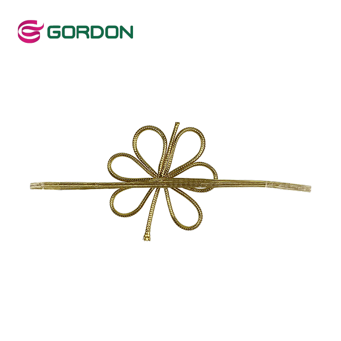 Delicate Retail Packing Ribbon 1.4 mm Gold Color Round Elastic Cord For Gift Boxes Decoration