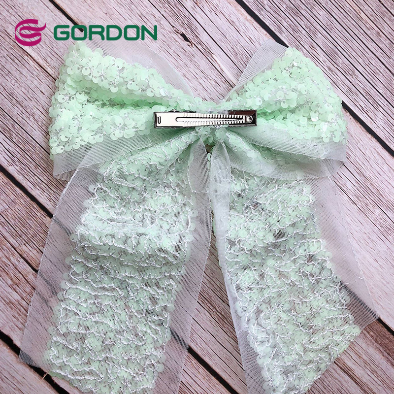 Factory Wholesale Shell Sequins Fabric Butterfly Clip Hair Accessories Sequin Bow for Girl Hair Decoration