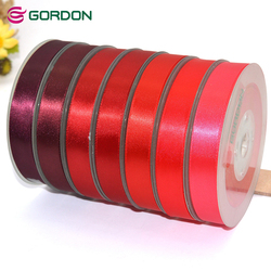 GORDON xiamen flora gift decorative satin red ribbon roll  for gift wrapping grosgrain ribbon 100 yard