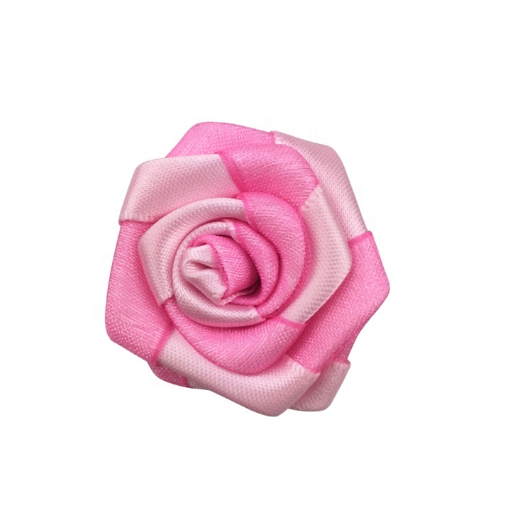 Gordon 15 mm colorful rose satin ribbon with two colors handmade flowers for garments