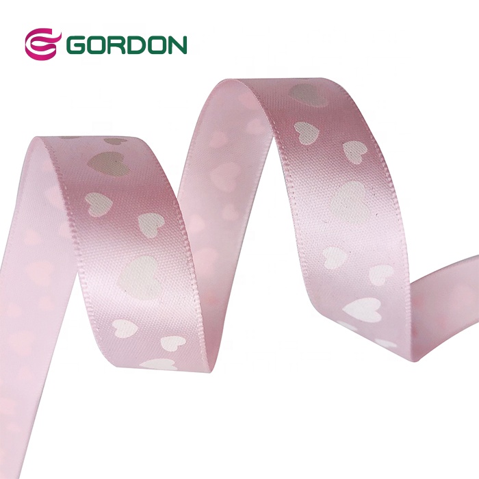 Gordon Full Print Rose Design Pink Color 5/8 Inch Double Face Satin Ribbon  For Chocolate Gift Packing