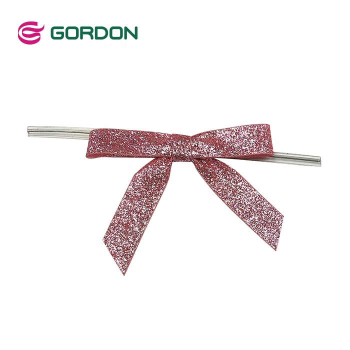 Gordon Ribbon 9 mm glitter ribbon small ribbon bow tie with wire twist for handmade chocolate packing