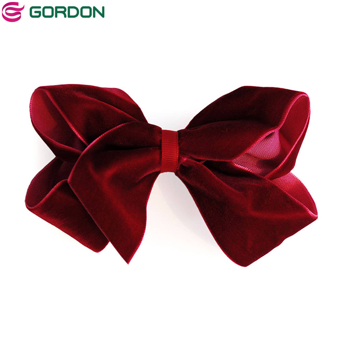 Gordon Ribbon Cinta De Terciopelo Wholesale Children velvet  Ribbon Bow Hair Clip hair band with elastic band