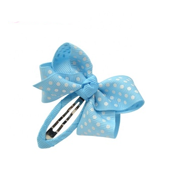 Gordon Ribbon Cute Bow Blue Grosgrain Butterfly Knot Ribbon Bow Hair For Girls  hair clip polka-dot print ribbon bow