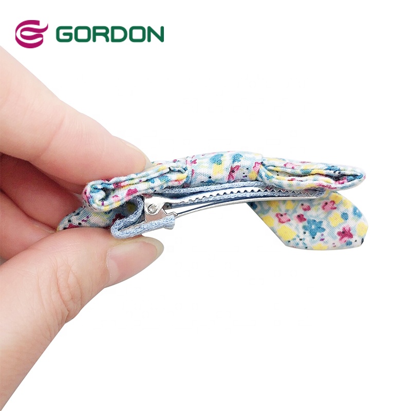 Gordon Ribbon Polyester Bow Floral Patter trim Hair Bow With Alligator Clip For Children Hair Accessories Baby Girls hair clip