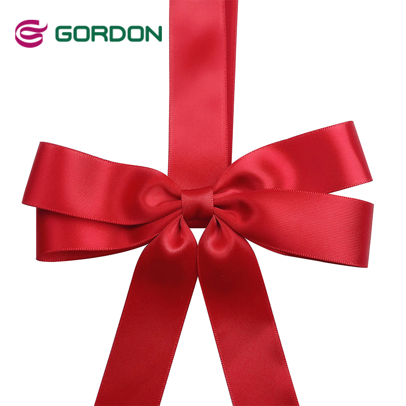 Gordon Ribbons  Cera Polyester Crew Neck Lots Of T-shirts  Textile Customized Red Gift Wrapping Bow  Double Face Adhesive Tape