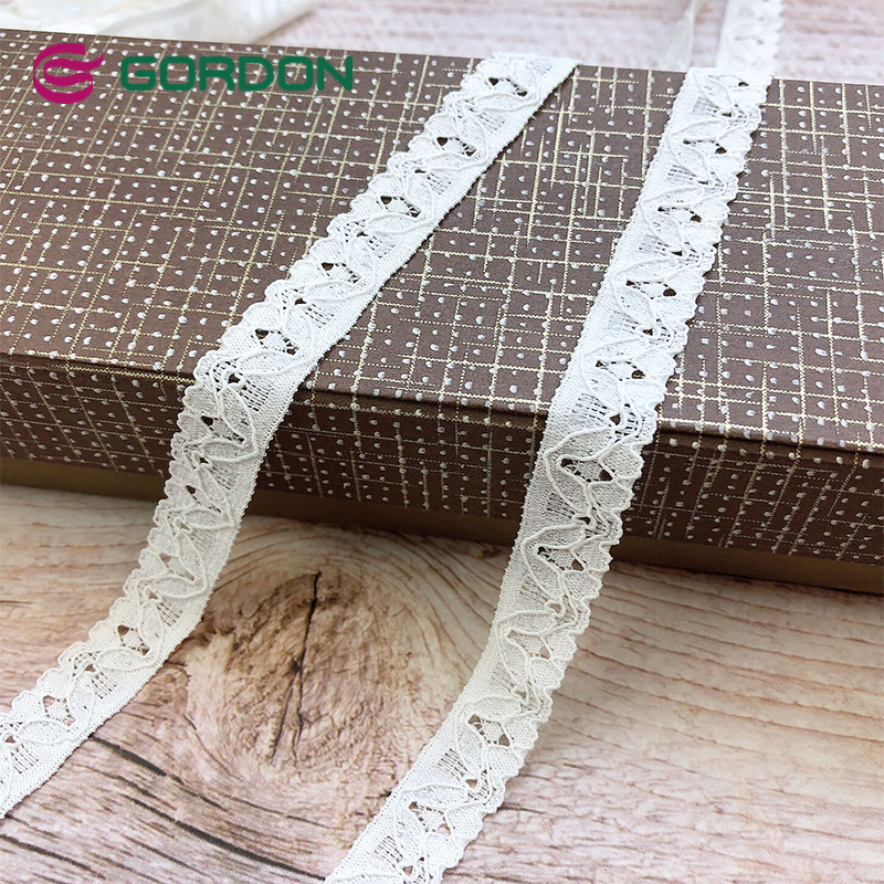 Gordon Ribbons  High Quality Cotton Lace White And Natural Ribbon Lace Tassel  Elastic Lace Trim For Garments And Decoration
