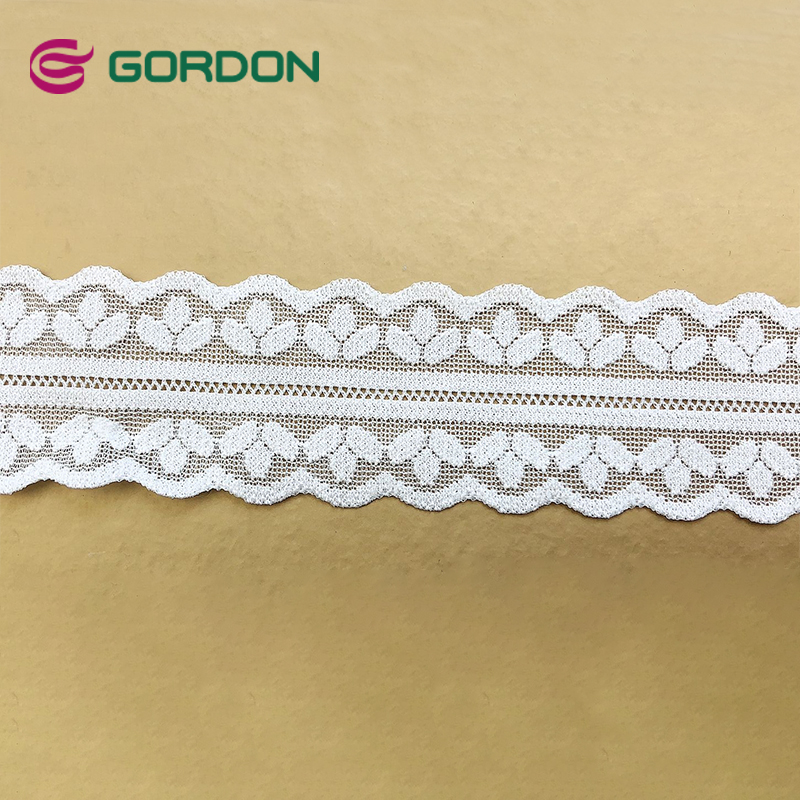 Gordon Ribbons  High Quality Cotton Lace White And Natural Ribbon Lace Tassel  Elastic Lace Trim For Garments And Decoration