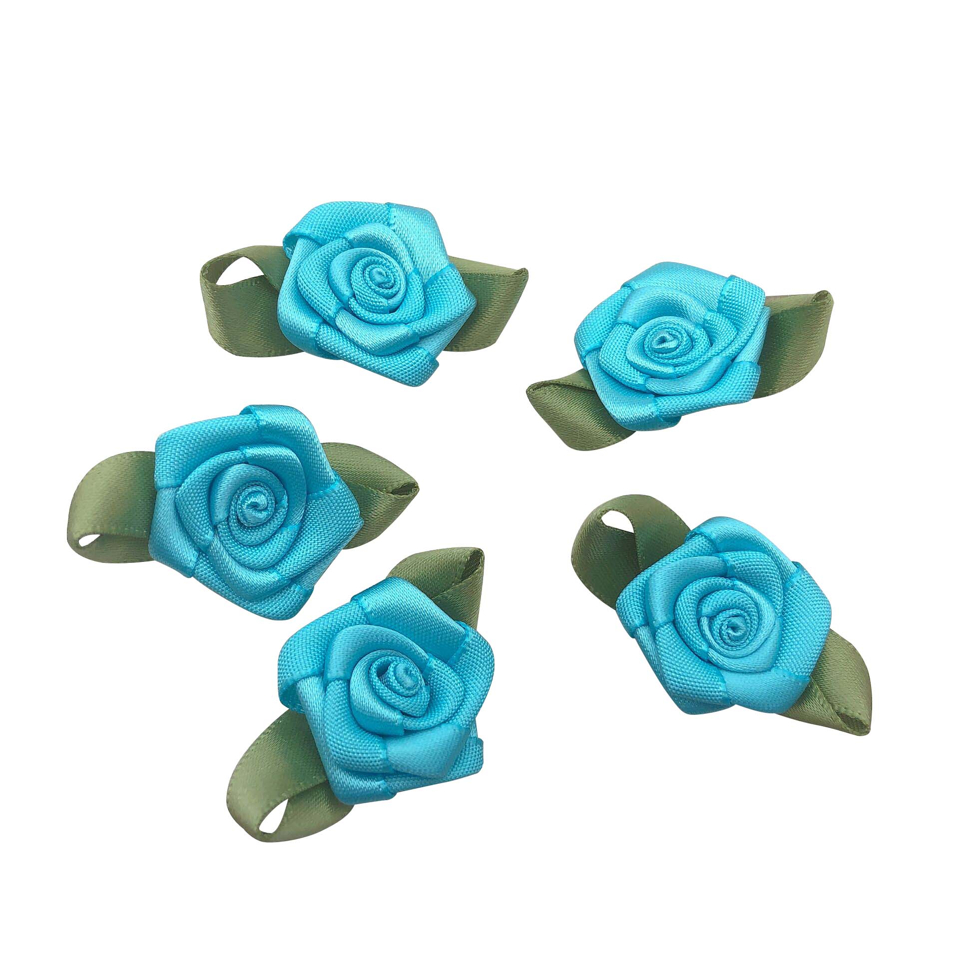 Gordon Ribbons 100% Polyester 196 Color In Stock 4CM Mini Ribbon Rose With Green Leaves For Girl Skirt Women Lingerie Decoration