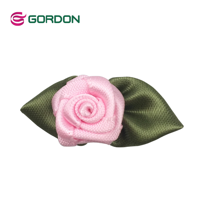 Gordon Ribbons 100% Polyester Artificial Mini Satin Rose Flower With Leaves For Garment & Packing & Underwear Gordon Ribbons 100% Polyester Artificial Mini Satin Rose Flower With Leaves For Garment & Packing & Underwear
