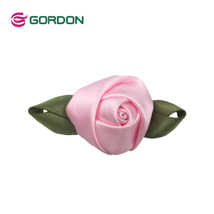 Gordon Ribbons 100% Polyester Artificial Mini Satin Rose Flower With Leaves For Garment & Packing & Underwear Gordon Ribbons 100% Polyester Artificial Mini Satin Rose Flower With Leaves For Garment & Packing & Underwear