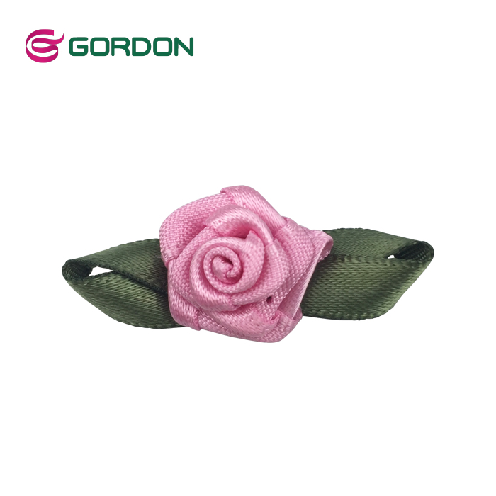 Gordon Ribbons 100% Polyester Artificial Mini Satin Rose Flower With Leaves For Garment & Packing & Underwear Gordon Ribbons 100% Polyester Artificial Mini Satin Rose Flower With Leaves For Garment & Packing & Underwear