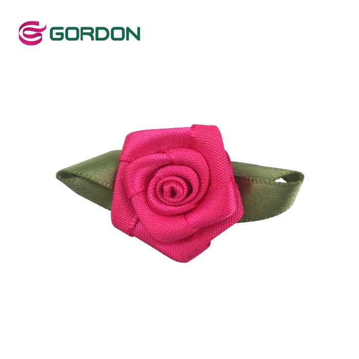 Gordon Ribbons 100% Polyester Artificial Mini Satin Rose Flower With Leaves For Garment & Packing & Underwear Gordon Ribbons 100% Polyester Artificial Mini Satin Rose Flower With Leaves For Garment & Packing & Underwear