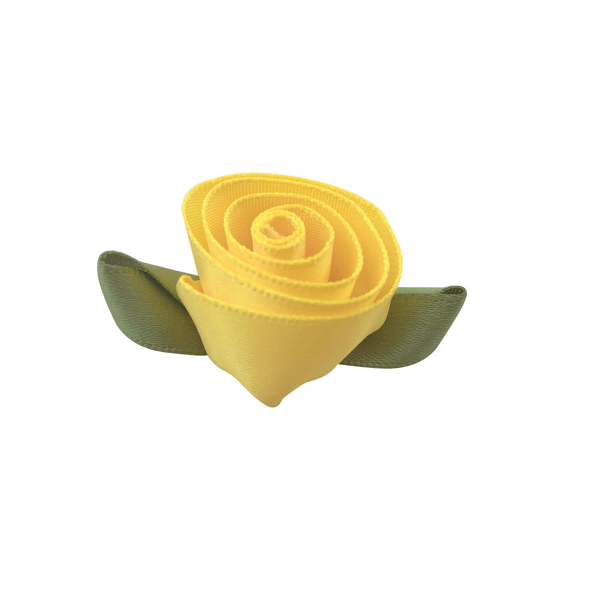 Gordon Ribbons 100% Polyester Custom Size And Color Small Ribbon Bow Yellow Rose With Green Leaves For Gauzy Skirts Decoration