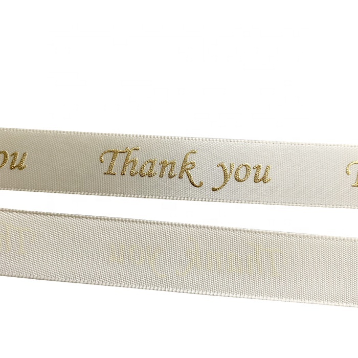 Gordon Ribbons 16mm Thank You Ribbon Polyester Single Face Satin Ribbon With Puff & Gold  Foil  Print for  Festival Gift Packing