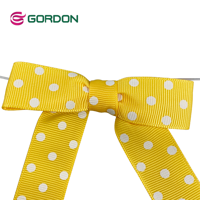Gordon Ribbons 196 Stock Color Printed Grosgrain Ribbon Bow With Wire Twist Tie for Chocolate