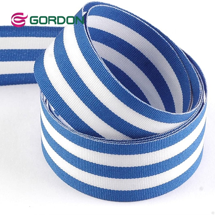 Gordon Ribbons 25mm 38mm white Orange Double Colors Striped Fabric Polyester Grosgrain Ribbon For Gift Wrapping ribbons