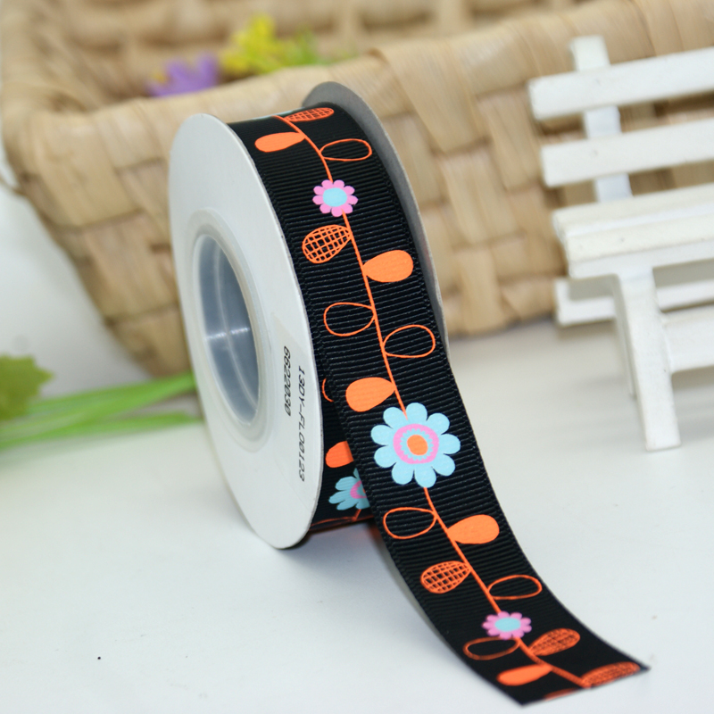 Gordon Ribbons 3 Inch Mini Toxica Orange Stitched Floral Ribbons